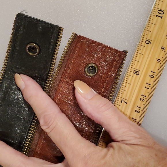 •Set of 3 faux leather snap bracelet cuffs•studded•open zipper trim•EUC• - Picture 2 of 15